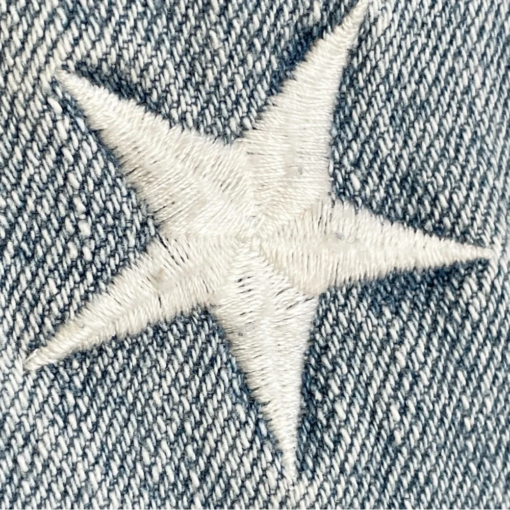 Pistola Brando Star Embroidery Cropped Denim Jacket Zodiac Wash - S